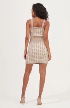Briarwood Checkered Knit Mini Skirt -Dresses Sales Store ACS9067 TAUPE WHITECHECK 5