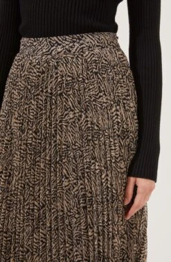 Animal Instinct Pleated Midi Skirt -Dresses Sales Store ACS9070 BLACKTAUPEANIMAL 3