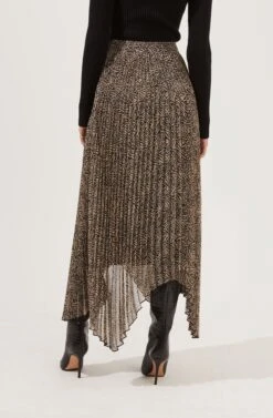 Animal Instinct Pleated Midi Skirt -Dresses Sales Store ACS9070 BLACKTAUPEANIMAL 6