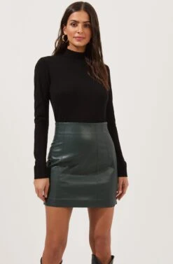 Meika Faux Leather Mini Skirt -Dresses Sales Store ACS9072 GREEN 2