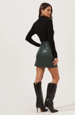 Meika Faux Leather Mini Skirt -Dresses Sales Store ACS9072 GREEN 4