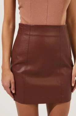 Meika Faux Leather Mini Skirt -Dresses Sales Store ACS9072 RUSTBROWN 2