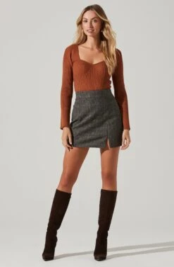 Audrey Plaid Mini Skirt -Dresses Sales Store ACS9074B BLACK TANPLAID 1