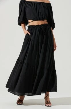 Balboa Tiered Maxi Skirt -Dresses Sales Store ACS9080 BLACK 2