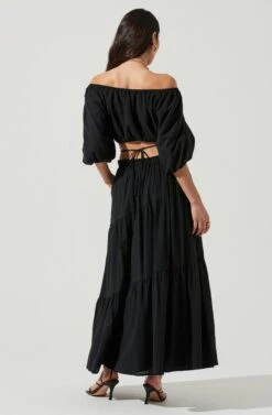 Balboa Tiered Maxi Skirt -Dresses Sales Store ACS9080 BLACK 3