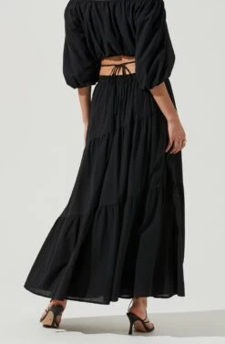 Balboa Tiered Maxi Skirt -Dresses Sales Store ACS9080 BLACK 4
