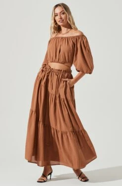 Balboa Tiered Maxi Skirt -Dresses Sales Store ACS9080 BROWN 1 f706b462 f64f 4d47 8c17 a9c444c3157c