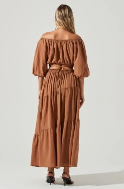 Balboa Tiered Midi Skirt -Dresses Sales Store ACS9080 BROWN 3