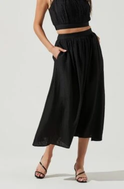 Terra Bella High Waist Midi Skirt -Dresses Sales Store ACS9085 BLACK 2