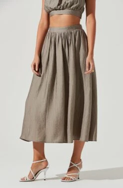 Terra Bella High Waist Midi Skirt -Dresses Sales Store ACS9085 MUSHROOM 2