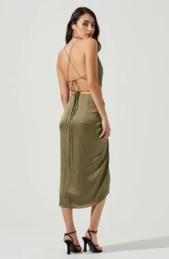 South Beach Ruched Tie Waist Midi Skirt -Dresses Sales Store ACS9088 OLIVE 3 851faed0 0c54 4478 88d6 fa52e134d36e