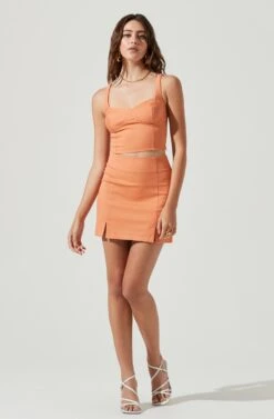 Monet Double Slit Mini Skirt -Dresses Sales Store ACS9093B PAPAYA 1 c729813e 3027 44a1 80cb 52465e0055cc