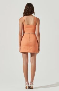 Monet Double Slit Mini Skirt -Dresses Sales Store ACS9093B PAPAYA 5 e7f38653 28c4 475a b84d 849b85354a14