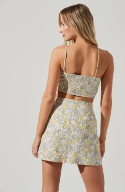 Covina Floral Side Slit Mini Skirt -Dresses Sales Store ACS9096B YELLOWMULTIFLORAL 1169