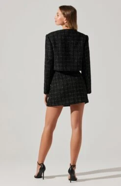 Covina Tweed Mini Skirt -Dresses Sales Store ACS9096T BLACKPLAID 6