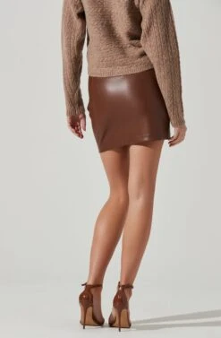 Atwell Faux Leather Lace Up Mini Skirt -Dresses Sales Store ACS9106 CHESTNUT 3 b9621184 d3bb 4f51 b694 deda070495c2