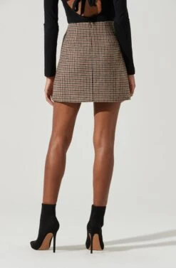 Brina Plaid Mini Skirt -Dresses Sales Store ACS9107 BROWNBLACK 0670