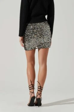 Milan Sequin Mini Skirt -Dresses Sales Store ACS9108 BLACKRAINBOW 4