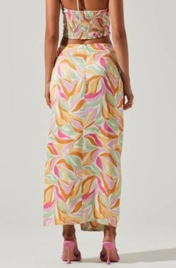 Loretta Abstract Print Midi Skirt -Dresses Sales Store ACS9111R MUSTARDPINKFLORAL 3