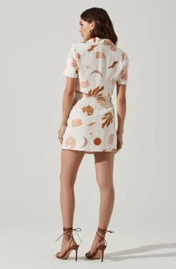 Arza Abstract Mini Skirt -Dresses Sales Store ACS9124P BROWNPINKCREAM 6