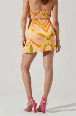 Arza Abstract Print Mini Skirt -Dresses Sales Store ACS9124 PINKORANGEMULTI 4