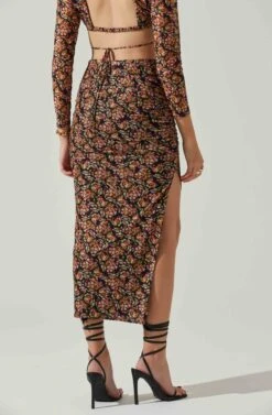 Louisa Floral Midi Skirt -Dresses Sales Store ACS9132 BLACKORANGEMULTI 4