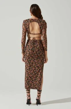 Louisa Floral Midi Skirt -Dresses Sales Store ACS9132 BLACKORANGEMULTI 5