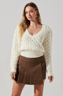 Theodora Pleated Mini Skirt -Dresses Sales Store ACS9141 BROWN 3