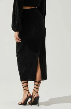 Cataleya Plisse Midi Skirt -Dresses Sales Store ACS9143 BLACK 5