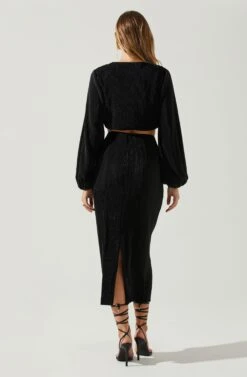 Cataleya Plisse Midi Skirt -Dresses Sales Store ACS9143 BLACK 6