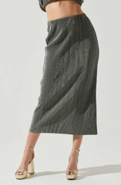 Cataleya Plisse Midi Skirt -Dresses Sales Store ACS9143 DARKSAGE 3