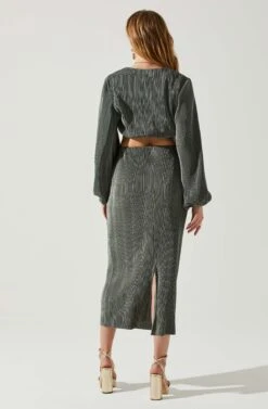 Cataleya Plisse Midi Skirt -Dresses Sales Store ACS9143 DARKSAGE 4