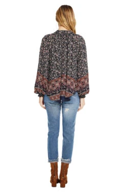 Clara Patterned Top -Dresses Sales Store ACT12520 BLACK MULTI BORDER 3