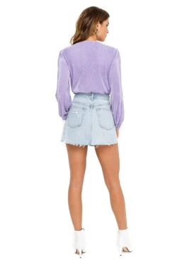 Pleated Deep V Bodysuit -Dresses Sales Store ACT13115B LILAC 04