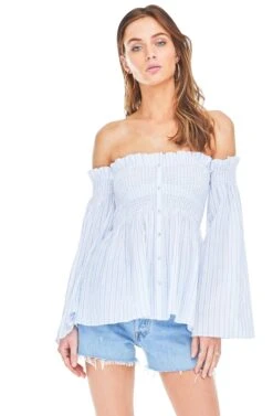 Shelby Top -Dresses Sales Store ACT13253 WHITE BLUE STRIPE 00