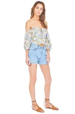 Raelynn Off Shoulder Top -Dresses Sales Store ACT13259B BLUE PINK FLORAL 02