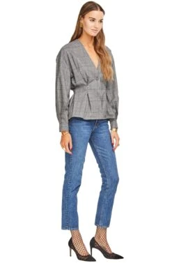 Bonnie Blouse -Dresses Sales Store ACT13856 GREY PLAID 02