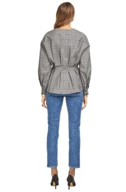 Bonnie Blouse -Dresses Sales Store ACT13856 GREY PLAID 03