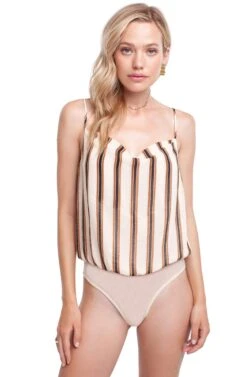 Cowl Cami Bodysuit -Dresses Sales Store ACT15040 IVORY GOLD 04