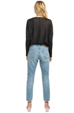 Textured Stripe Bodysuit -Dresses Sales Store ACT15092 BLACK 03