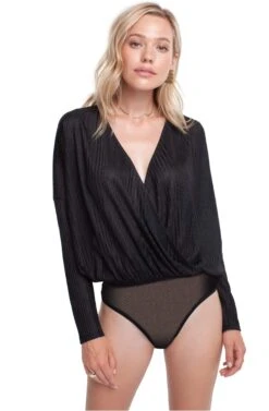 Textured Stripe Bodysuit -Dresses Sales Store ACT15092 BLACK 04