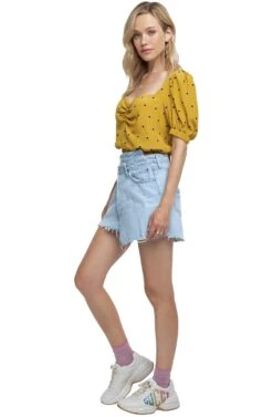 Drew Polka Dot Crop Top -Dresses Sales Store ACT15306 MUSTARD DOT 2