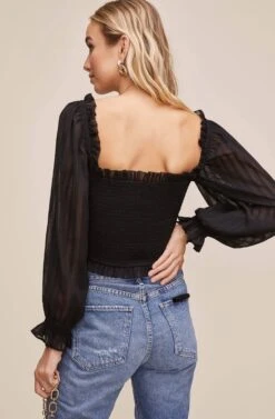 Teri Smocked Top -Dresses Sales Store ACT15397B BLACK 4 e96fe374 bc9e 408a b707 ef45bc8ea657