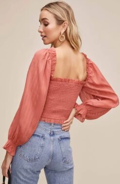 Teri Smocked Top -Dresses Sales Store ACT15397B CORAL 5 cae3eb50 abe6 4985 872e 58fc70dcca0d