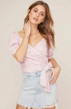 Dina Floral Eyelet Wrap Top