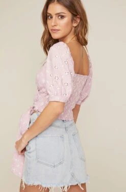 Dina Floral Eyelet Wrap Top -Dresses Sales Store ACT15403 ORCHID WHITE 5A