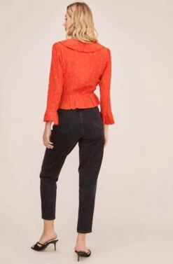 Louisa Floral Top -Dresses Sales Store ACT15510 RED FLORAL DOT 4