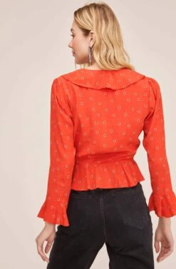 Louisa Floral Top -Dresses Sales Store ACT15510 RED FLORAL DOT 5