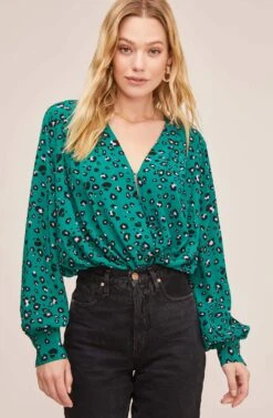 Trixie Leopard Print Bodysuit -Dresses Sales Store ACT15536B GREEN LILAC LEOPARD 2