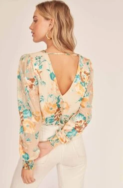 Muffy Floral Jacquard Top -Dresses Sales Store ACT15779 CREAM JADE FLORAL 4A